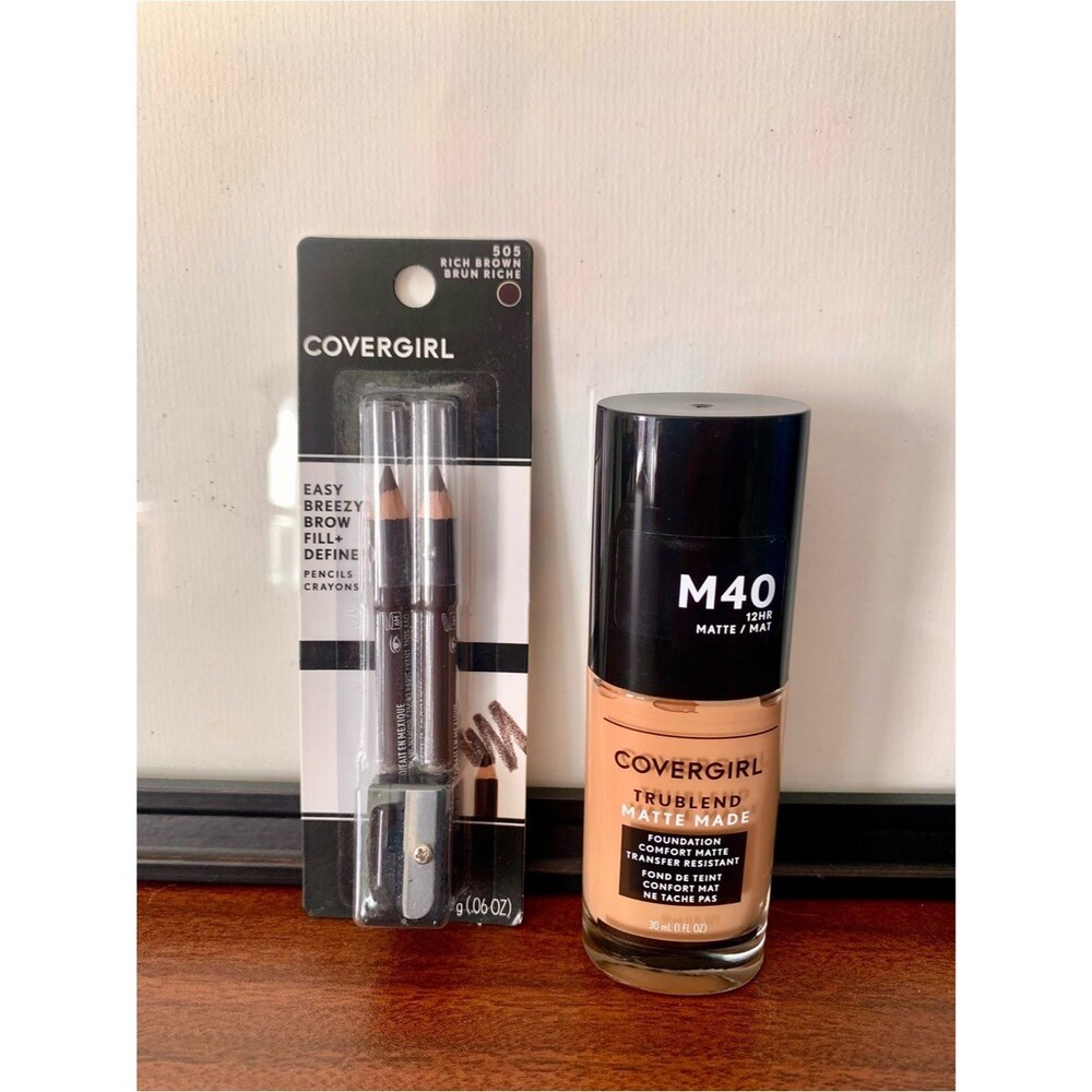 COVERGIRL Brow Fill Pencils Rich Brown & TruBlend Matte Made Foundation M40 set